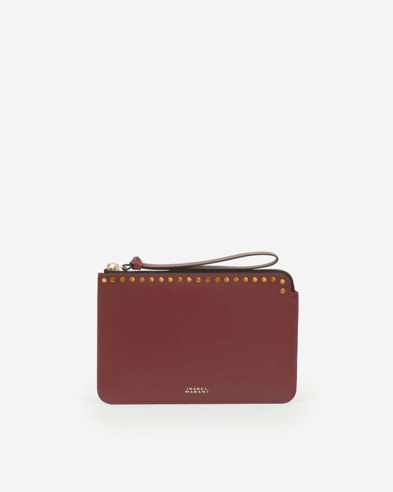 Women Clutches & Small Leather Goods Isabel Marant Burgundy Flat Pouch Clutch - Image 3