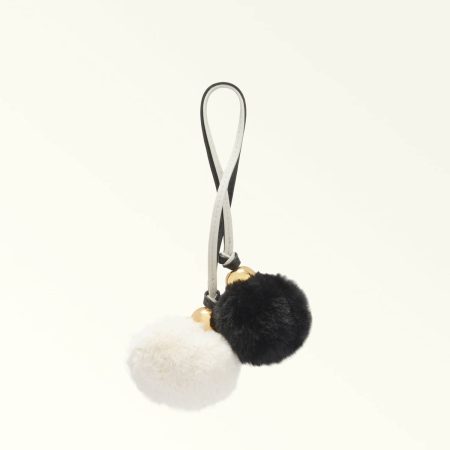 Women Furla Allegra Charm Keyrings Bianco+Nero