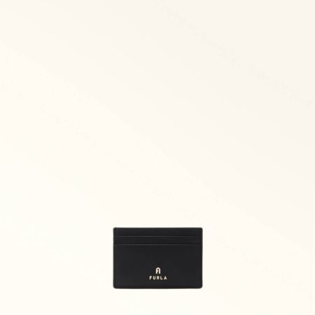 Women Furla Camelia Card Case S Nero Wallets