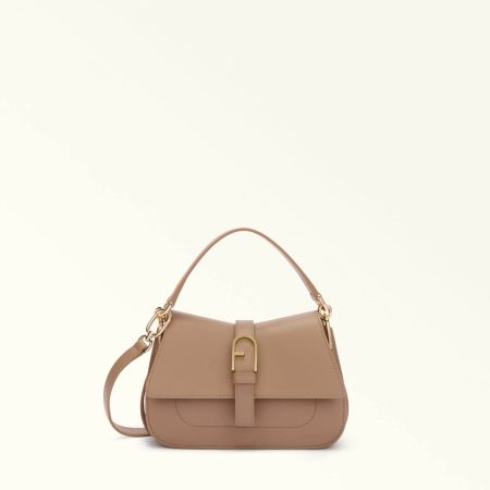 Women Furla Flow Top Handle Mini Greige Top Handles