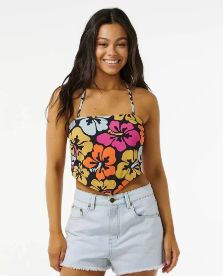 Women Hibiscus Heat Halter Neck Top Rip Curl Shirts & Tops