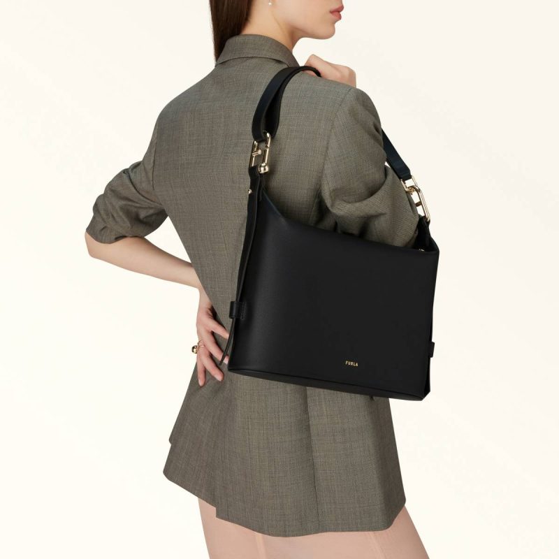 Women Nero Crossbodies Furla Nuvola Shoulder Bag M - Image 2