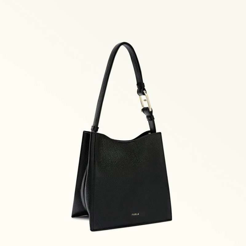 Women Shoulder Bags Furla Nuvola Bucket Bag Mini Nero - Image 3