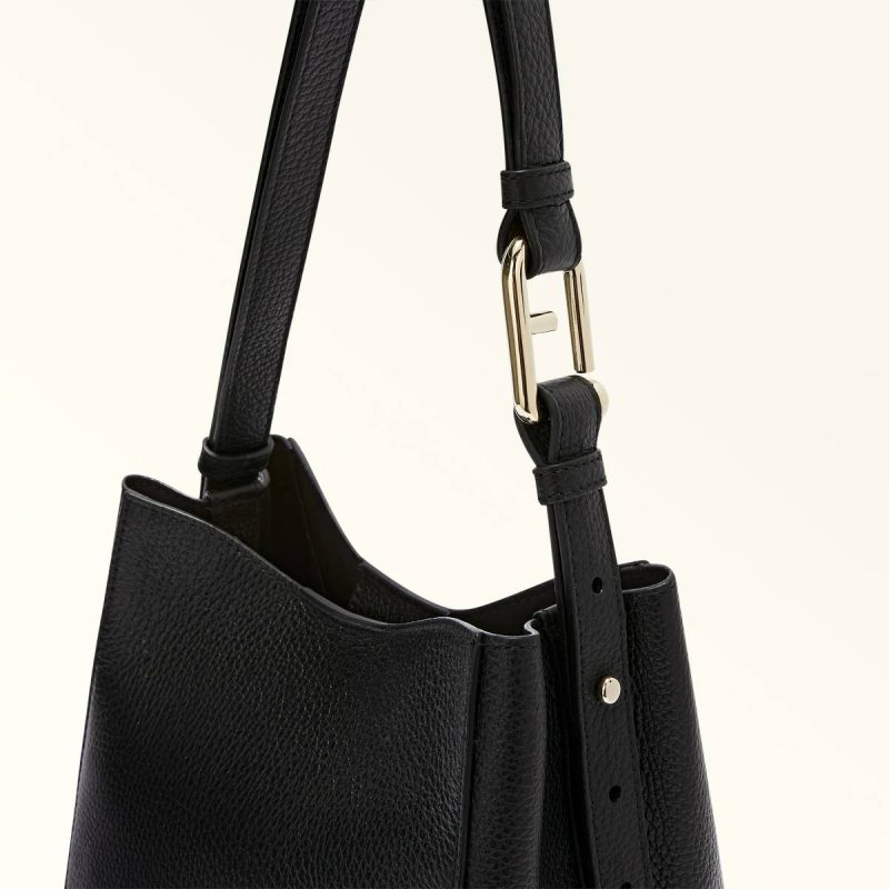 Women Shoulder Bags Furla Nuvola Bucket Bag Mini Nero - Image 5