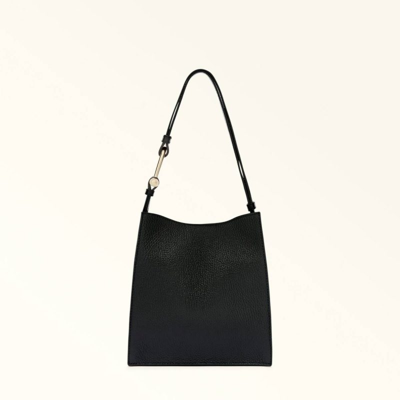 Women Shoulder Bags Furla Nuvola Bucket Bag Mini Nero