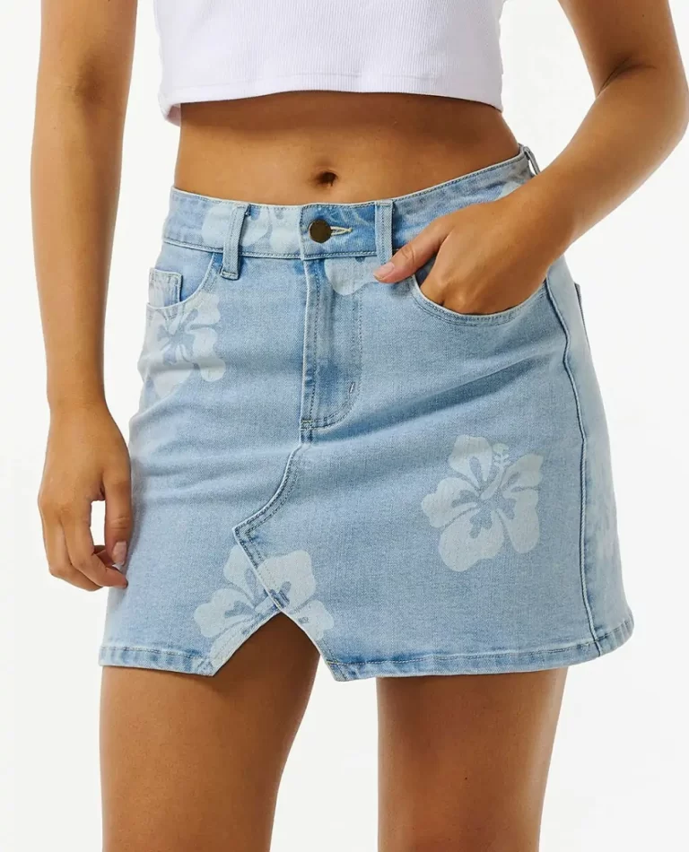 Women Skirts Rip Curl Hibiscus Heat Overdyed Denim Skirt