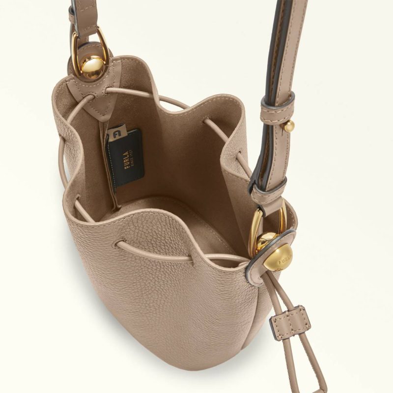 Women Stucco Gray Crossbodies Furla Sfera Bucket Bag Mini - Image 4
