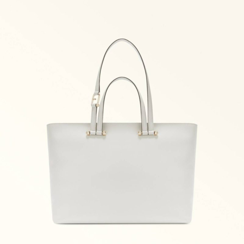 Women Totes Marshmallow+Grigio Int. Furla Duetto Tote L