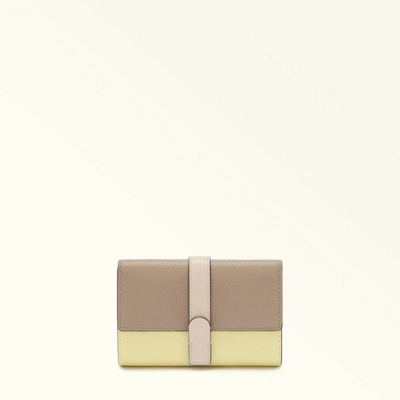 Women Wallets Stucco Gray+Freesia+Azalea Furla Grazia Compact Wallet M